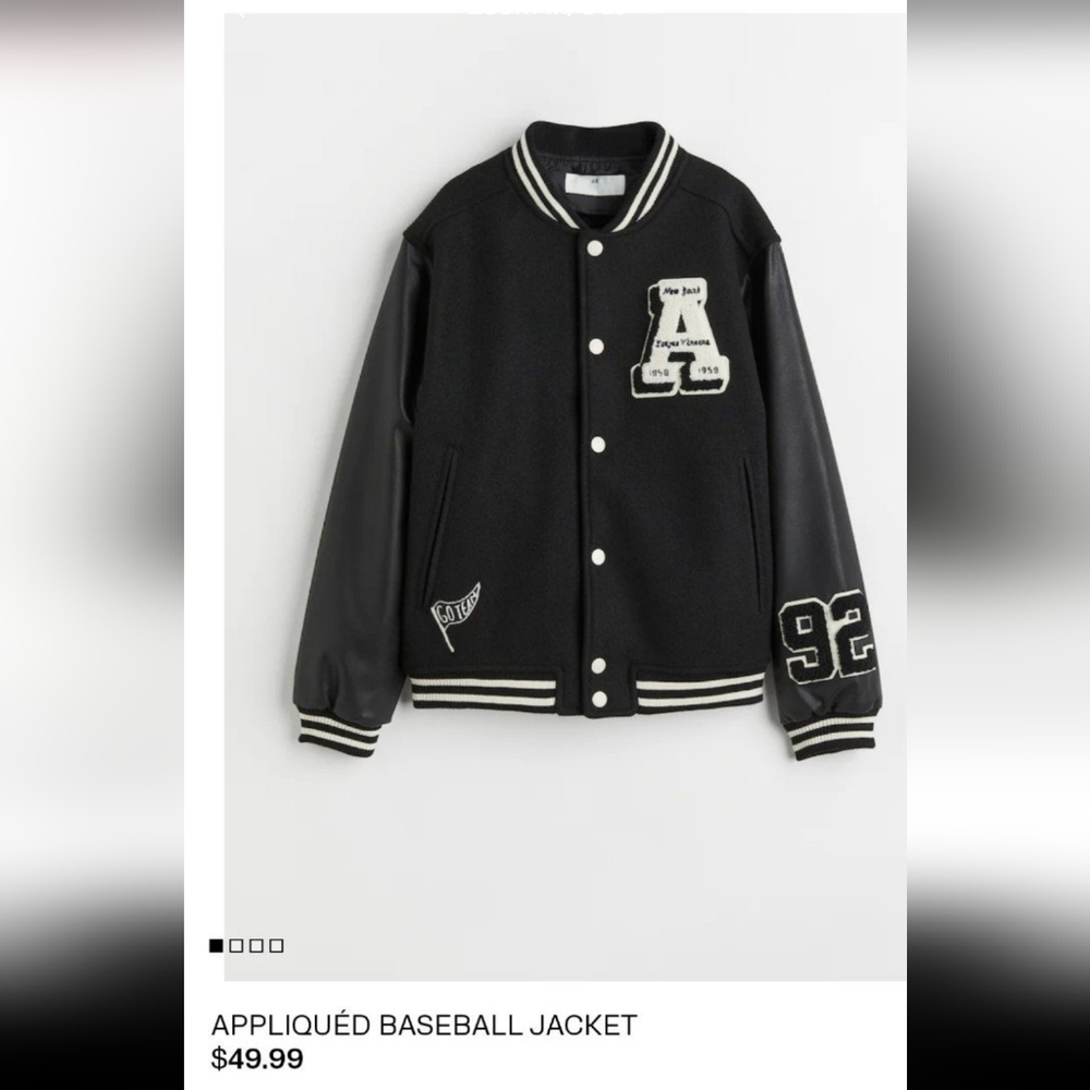 H&M Appliquéd Varsity/ Baseball Jacket Kids Size 16